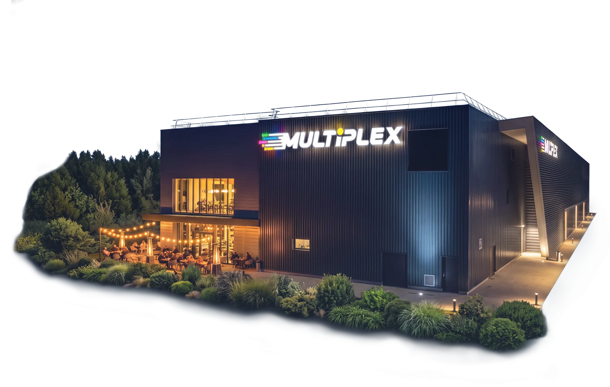 Le Multiplex illuminé, de nuit